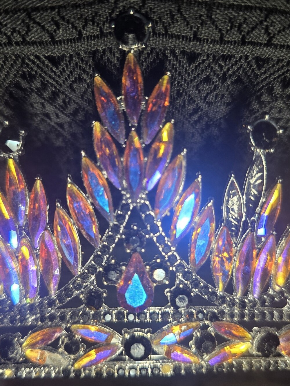 SWEETV Gothic Tiara Crown adorned with multi-colored Gems.